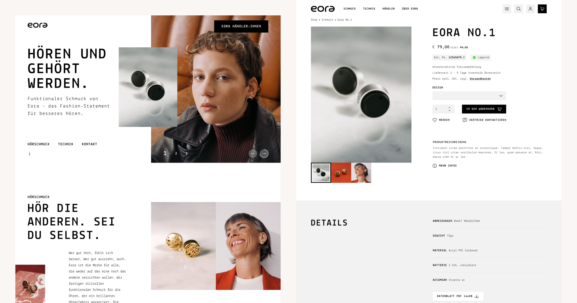 Eora Website und Webshop